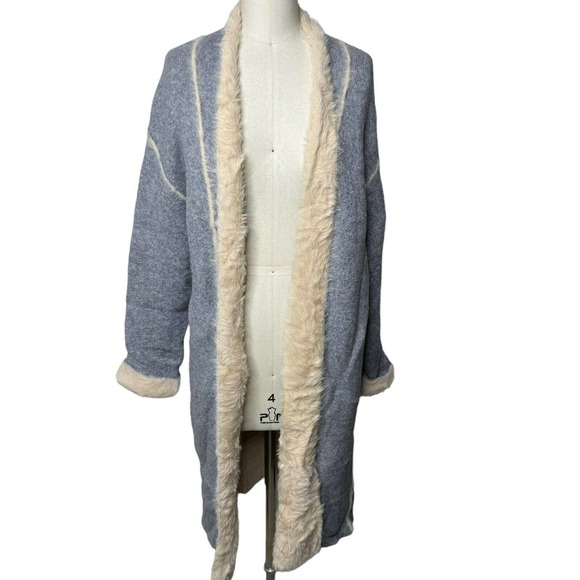 Anthropologie Moth Longline Open Front Cardigan Fur Lined Gray Womens S $200 - Picture 7 of 12